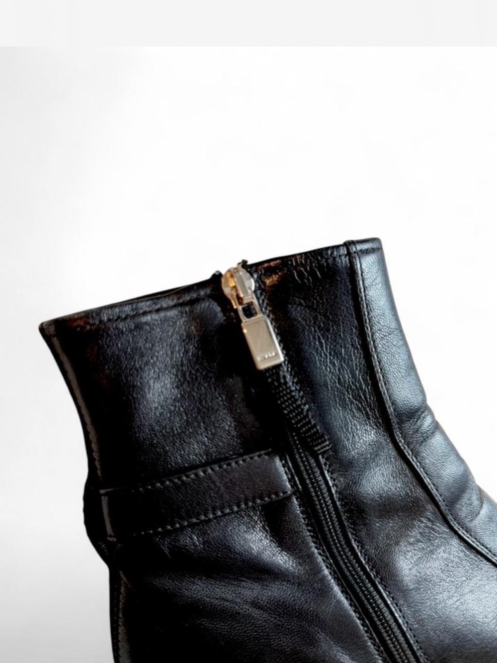 Prada Black Leather Ankle Boots with Buckle Strap - Picture 7 of 7